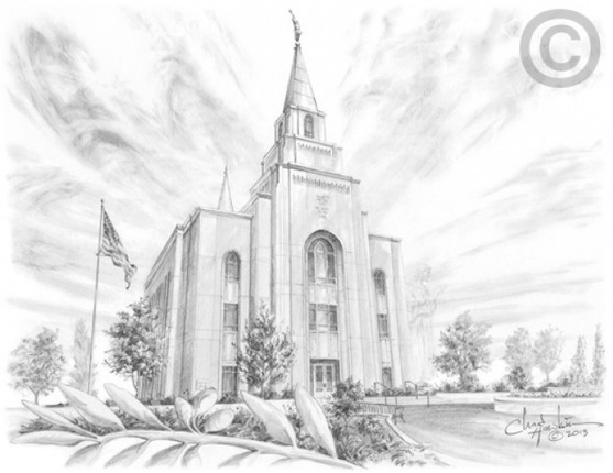 557x430 Kansas City Missouri Temple Sketch (5x7 Print) - Temple Sketch