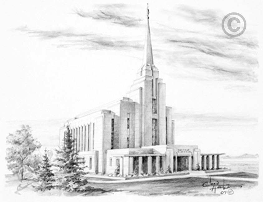 844x650 Rexburg Idaho Temple - Temple Sketch