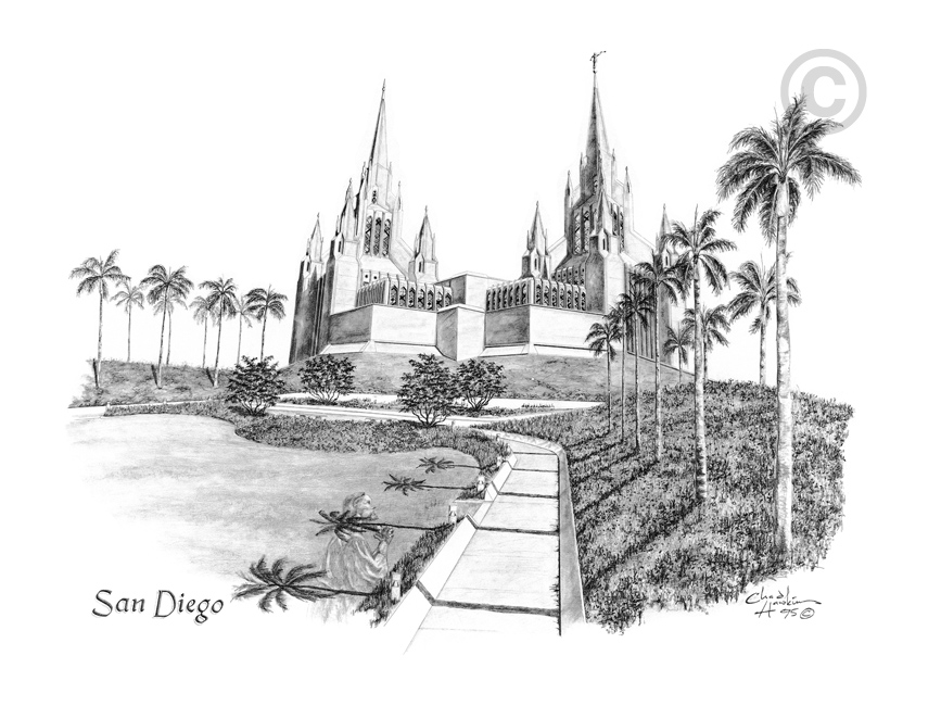 867x650 San Diego California Temple - Temple Sketch