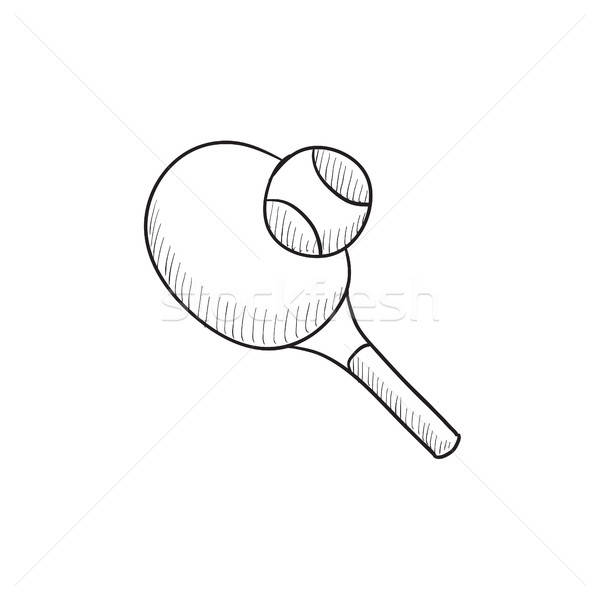 600x600 Tennis Racket And Ball Sketch Icon. Vector Illustration Andrei - Tennis Ball Sketch