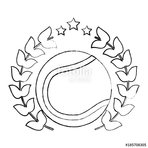 500x500 Tennis Ball Emblem Image Vector Illustration Design Black Sketch - Tennis Ball Sketch