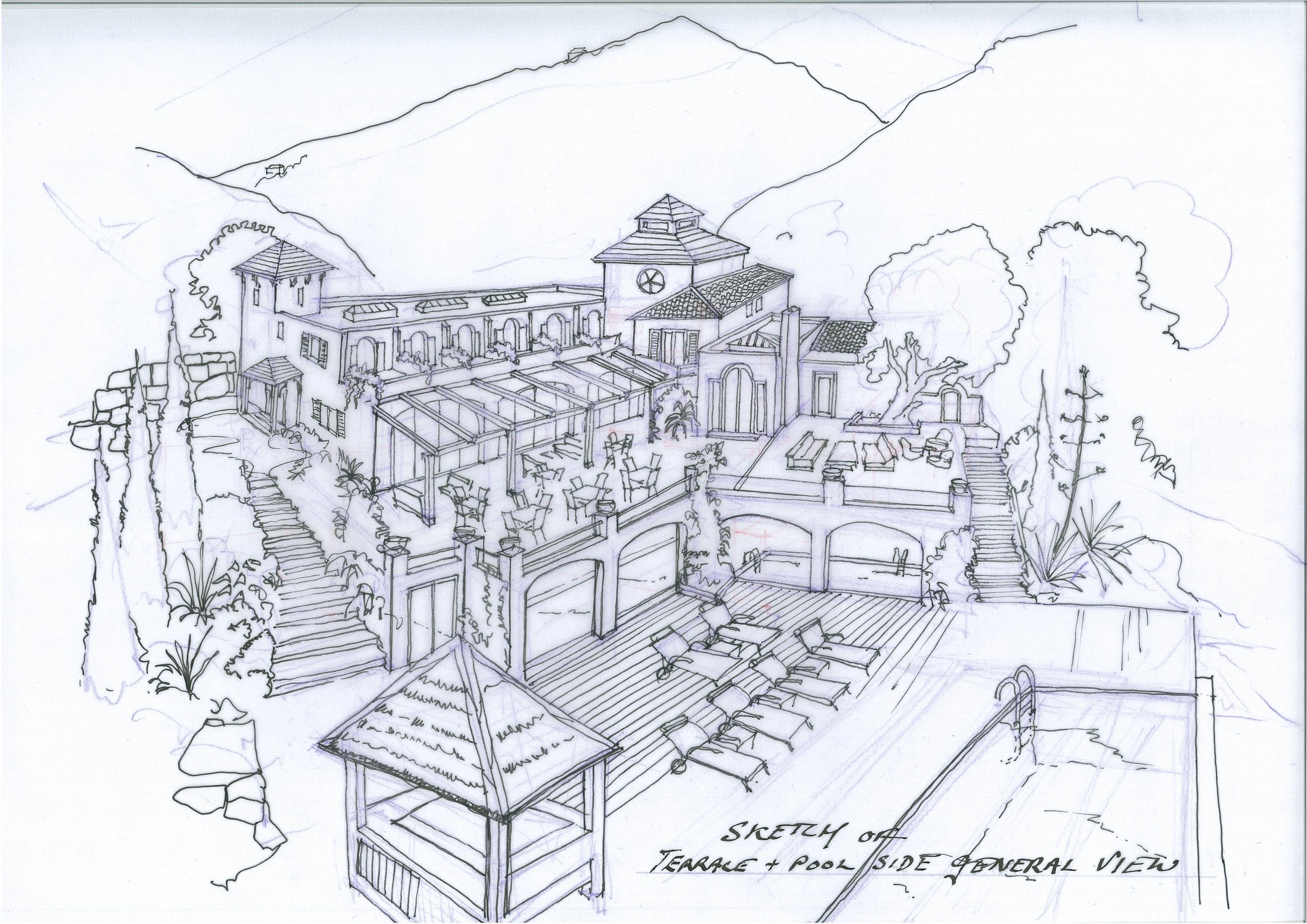 3310x2340 Hotel Hacienda Del Agua Divino (Gaucin, Spain) Sketch Of Tennis - Tennis Court Sketch