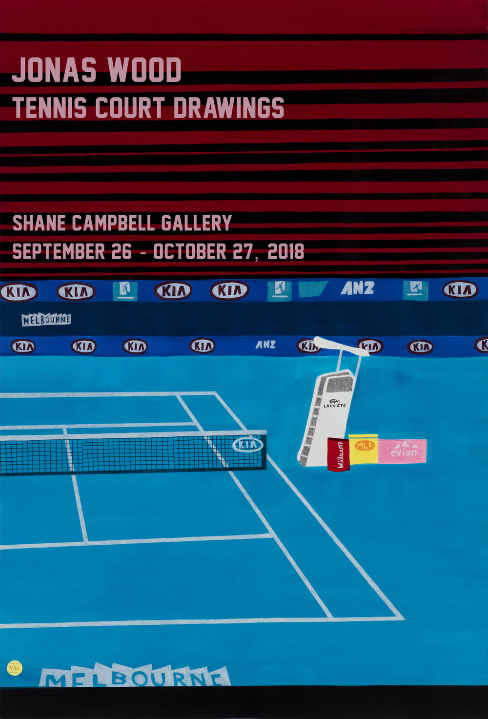 1000x1473 Shane Campbell Gallery Jonas Wood, Tennis Court Drawings - Tennis Court Sketch