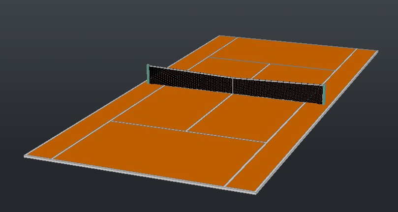 809x431 Tennis Court In 3d In Autocad Cad Download (63.88 Kb) Bibliocad - Tennis Court Sketch