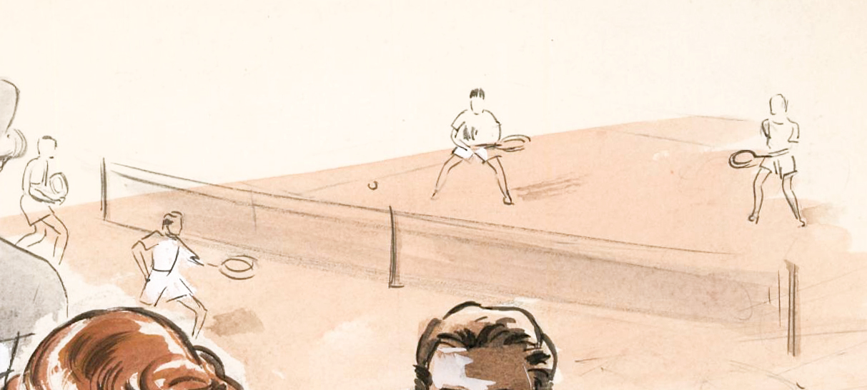 1213x546 Cocktails By The Tennis Court French School - Tennis Court Sketch