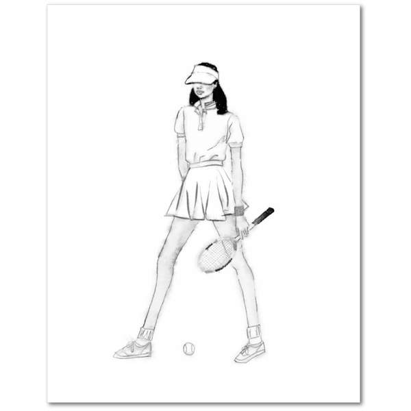 600x600 Girls Series - Tennis Player Sketch