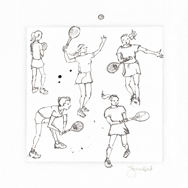 600x600 Tennis Player Pen Sketch - Tennis Player Sketch