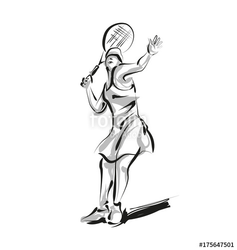 475x500 Vector Sketch Woman Playing Tennis Stock Image And Royalty Free - Tennis Player Sketch