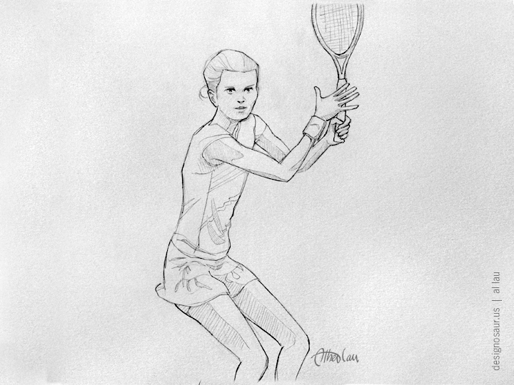 720x540 Sketch Tennis Ready Stance Blog.designosaur.us - Tennis Player Sketch