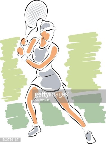 356x484 Tennis Girl Sketch Premium Clipart - Tennis Racket Sketch