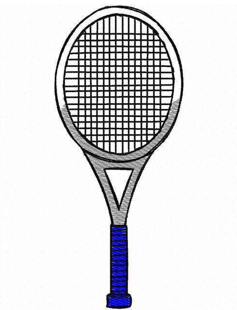 489x640 Tennis Racket Sketch Embroidery Design Jazzy Zebra Designs - Tennis Racket Sketch