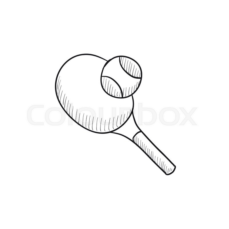 800x800 Tennis Racket And Ball Vector Sketch Icon Isolated On Background - Tennis Racket Sketch