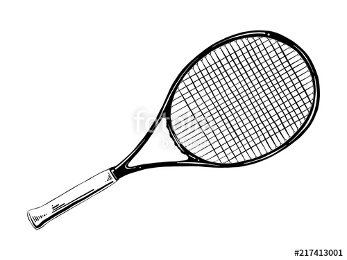 500x375 Vector Engraved Style Illustration For Posters, Decoration And - Tennis Racket Sketch
