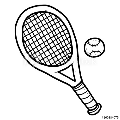 500x500 Tennis Racket And Ball Cartoon Vector And Illustration, Black - Tennis Racket Sketch