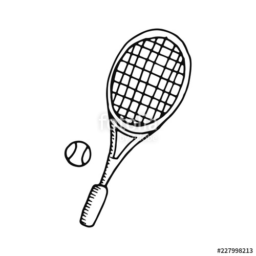 500x500 Tennis Racket And Ball Icon. Sketch Isolated Object Stock Image - Tennis Racket Sketch