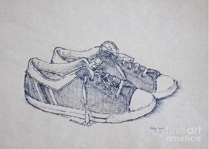 700x500 Vintage Tennis Shoes Greeting Card For Sale By Philip Jones - Tennis Shoe Sketch