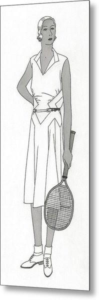 198x600 Sketch Of Woman In Tennis Dress By Polly Tigue Francis - Tennis Sketch