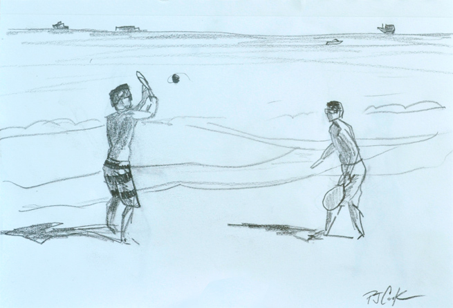 655x446 Beach Paddle Tennis Sketch - Tennis Sketch