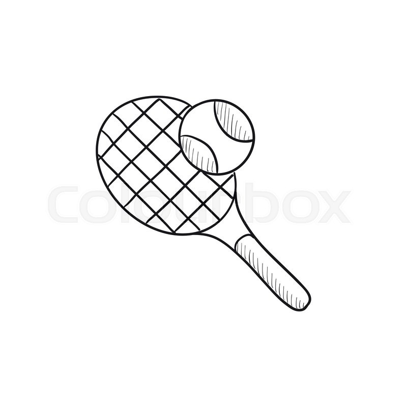 800x800 Tennis Racket And Ball Vector Sketch Icon Isolated On Background - Tennis Sketch