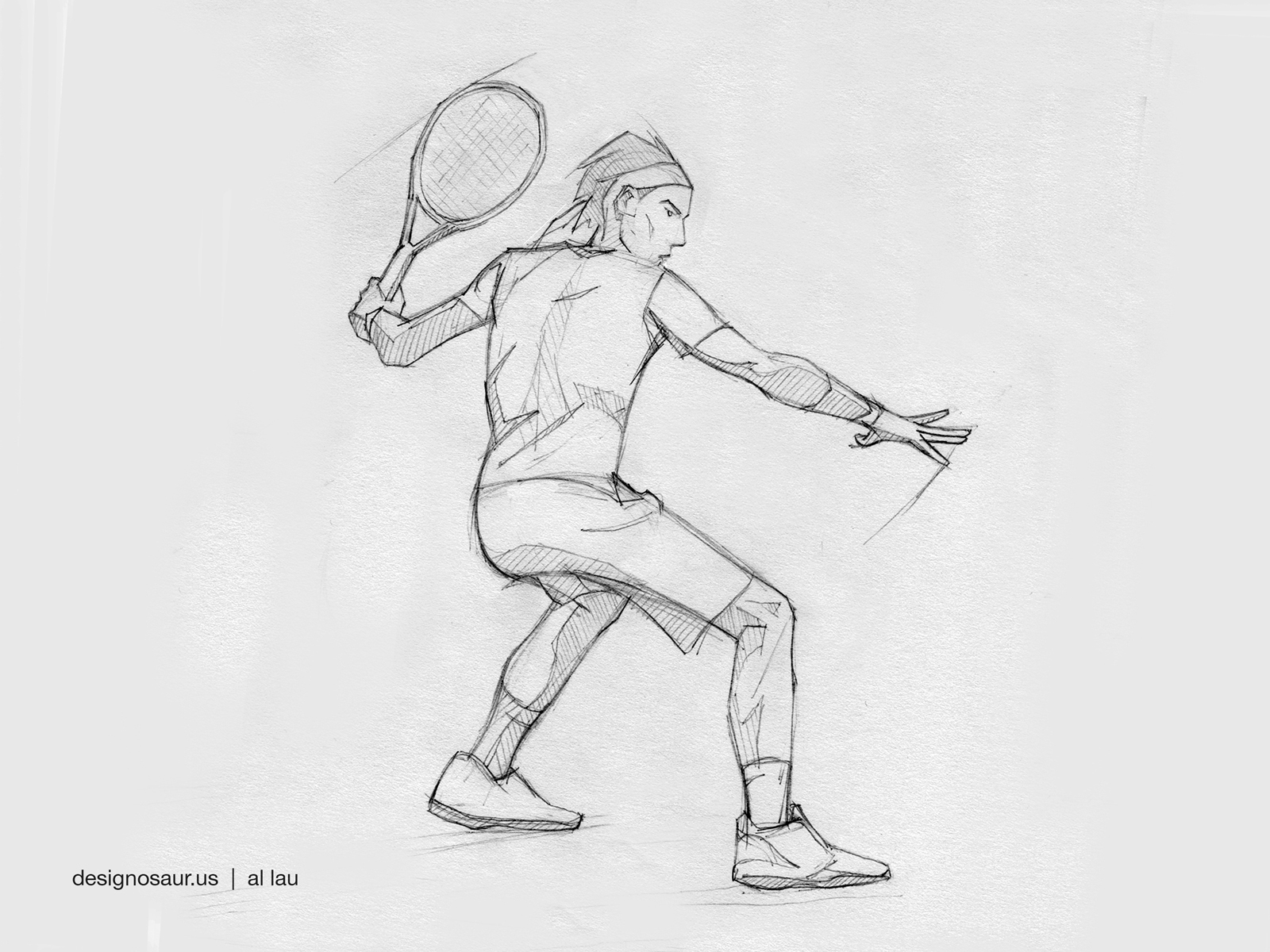1600x1200 Drawing Tennis Defensive Forehand Blog.designosaur.us - Tennis Sketch