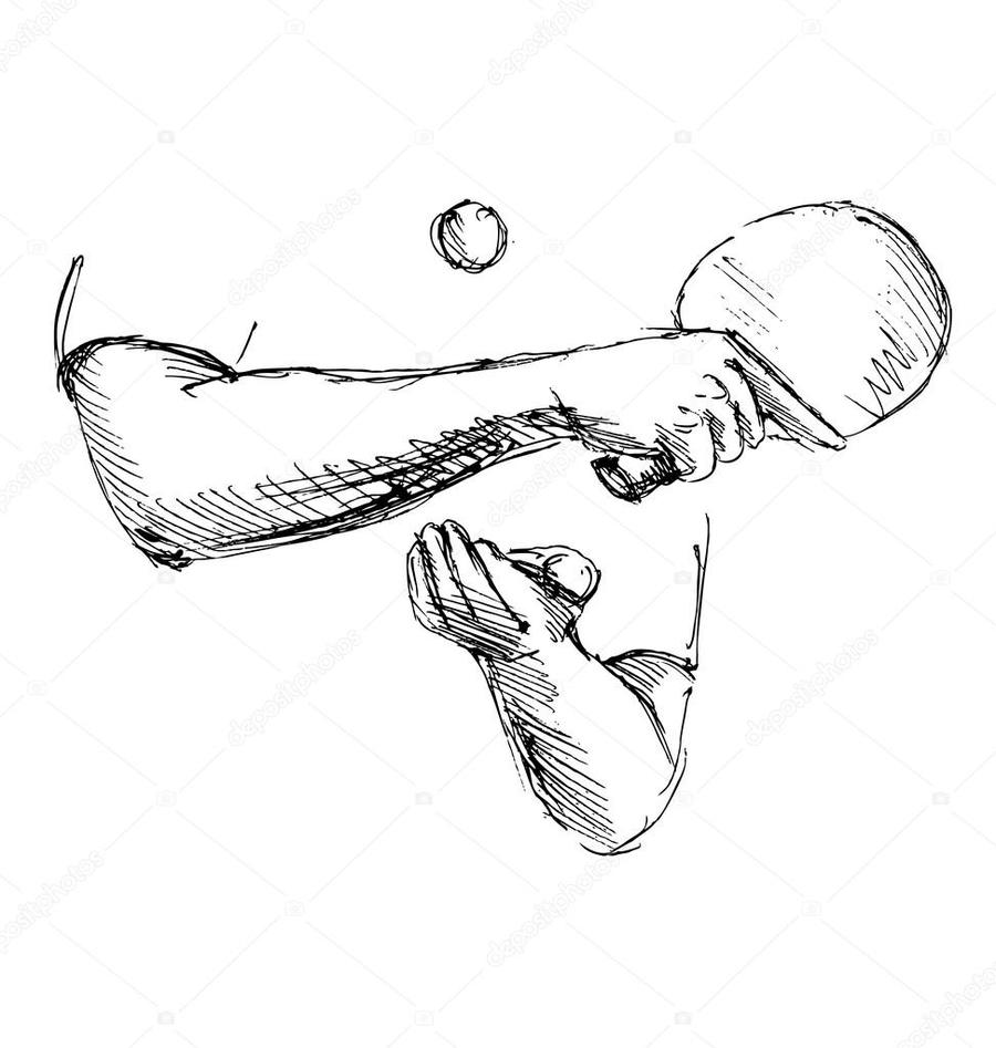 900x947 Download Hand Sketch Hand Table Tennis Player Clipart Ping Pong - Tennis Sketch