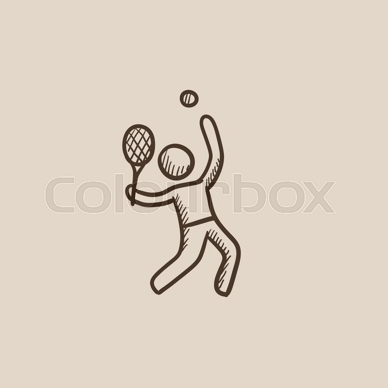 800x800 Man Playing Big Tennis Sketch Icon For Web, Mobile And - Tennis Sketch