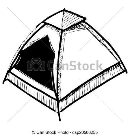450x470 Camping Tent. Hand Drawing Sketch. Eps 10 Vector Illustration. - Tent Sketch