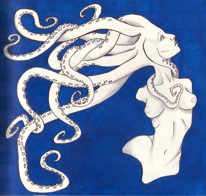 828x790 Tentacle Headpiece Sketch Kristin Costa - Tentacle Sketch