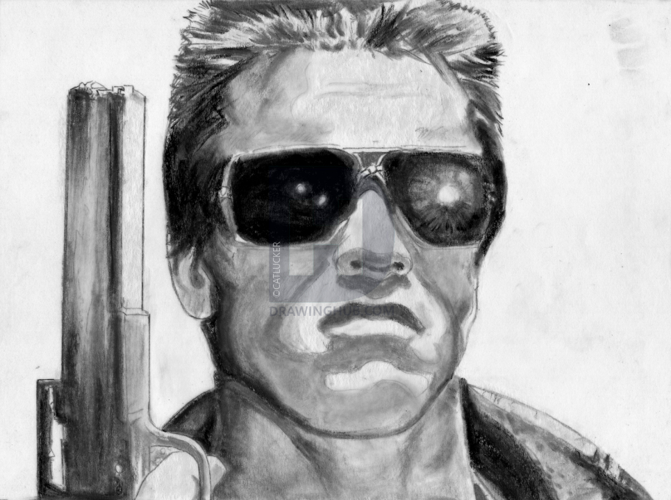 966x720 How To Draw The Terminator, Draw Arnold Schwarzenegger, Step By - Terminator Sketch
