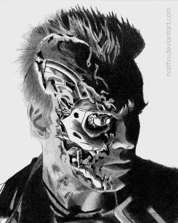 600x750 The Terminator By Naitho - Terminator Sketch