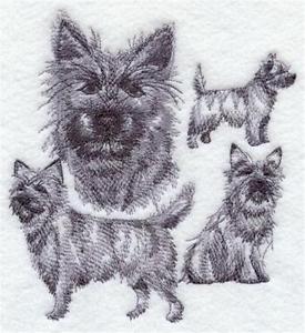 275x300 Personalised Custom Machine Embroidered Towels Cairn Terrier - Terrier Sketch