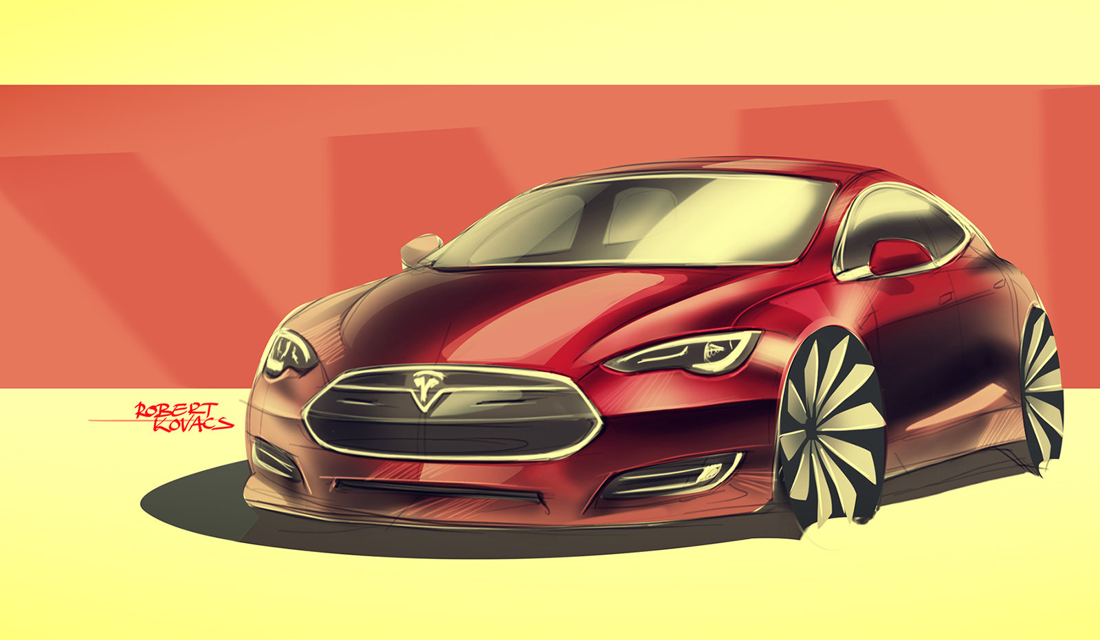 tesla model s sketch