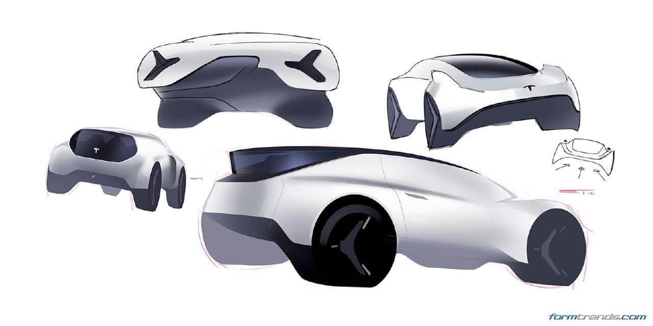 1280x640 Tesla, Porsche, Peugeot And Hyundai Concepts By Art Center Grad - Tesla Sketch