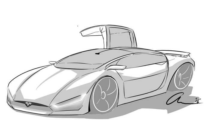 700x450 Tesla Concept Sketch Finshed - Tesla Sketch