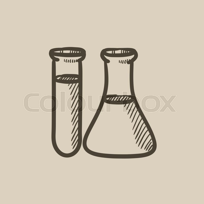 800x800 Test Tubes Vector Sketch Icon Isolated On Background. Hand Drawn - Test Tube Sketch