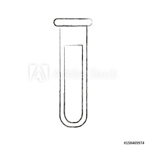 500x500 Sketch Blurred Silhouette Image Glass Test Tube With Solution - Test Tube Sketch