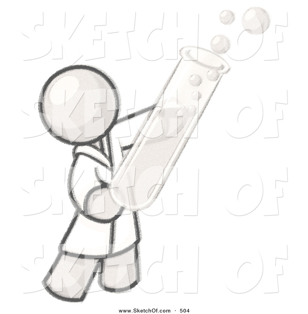 1024x1044 Drawing Of A Smart Design Mascot Man Scientist Holding A Test Tube - Test Tube Sketch