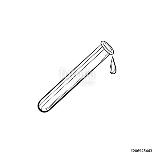 500x500 Laboratory Tube With Blood Drop Hand Drawn Outline Doodle Icon - Test Tube Sketch