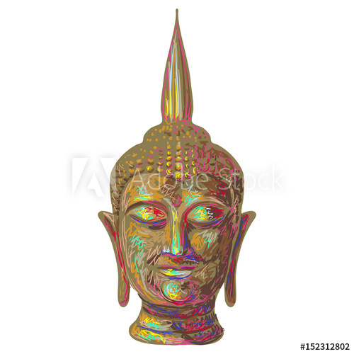 500x500 Buddha God Head Sketch Vector Illustration On White Background - Thai Buddha Sketch