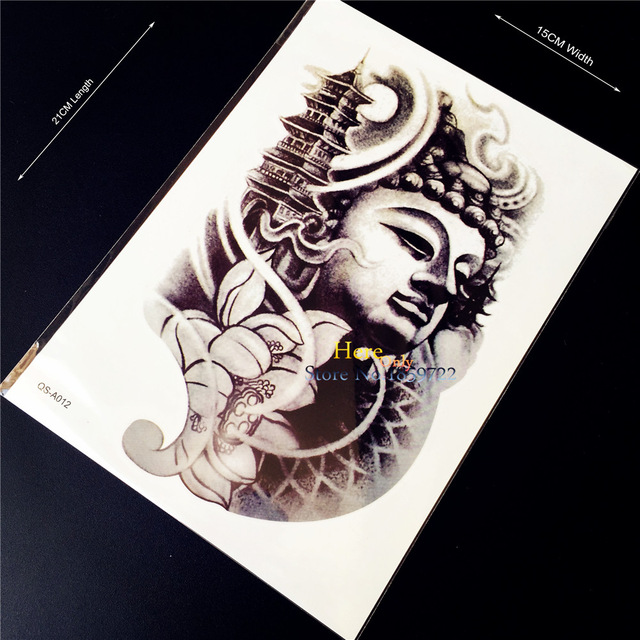 640x640 1pc New Arrival Thailand Buddha Flash Water Transferable Tattoo - Thai Buddha Sketch