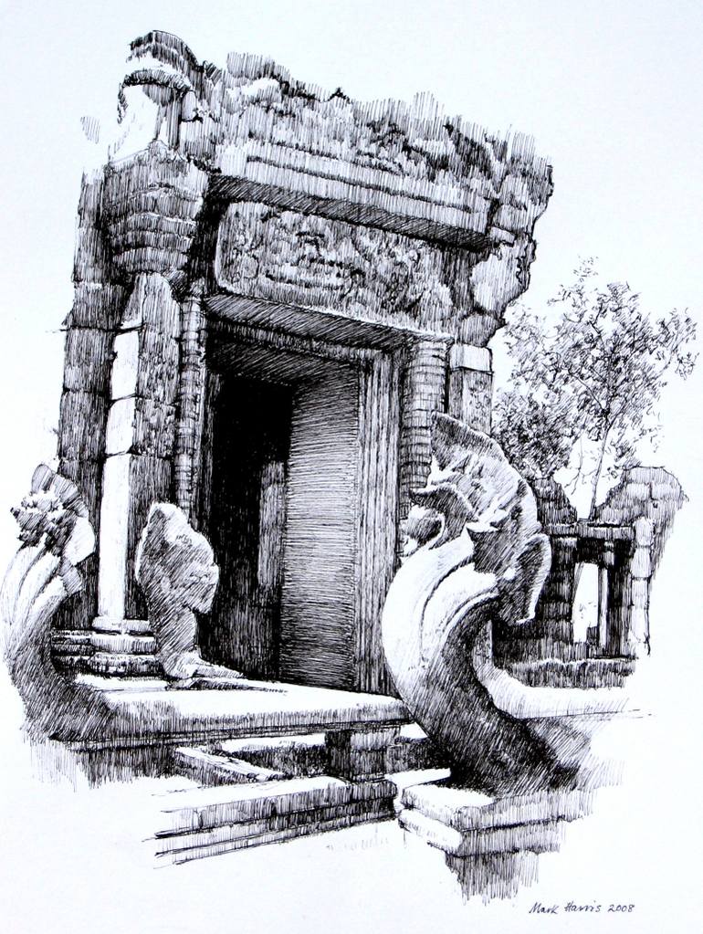 770x1023 Prasat Hin Phanom Rung, Thailand Drawing By Mark Boy Harris - Thailand Sketch
