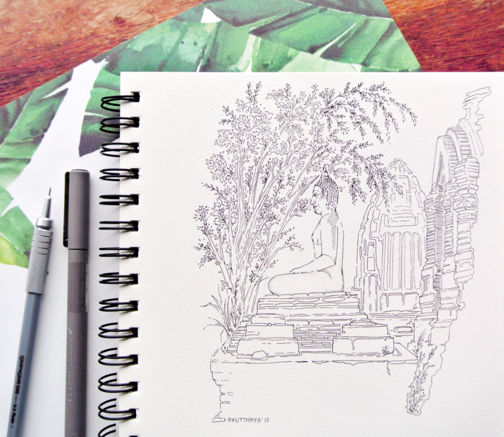 1000x866 Thailand Travel Sketch Diary Inktober 2017 Amp Printable Stickers - Thailand Sketch