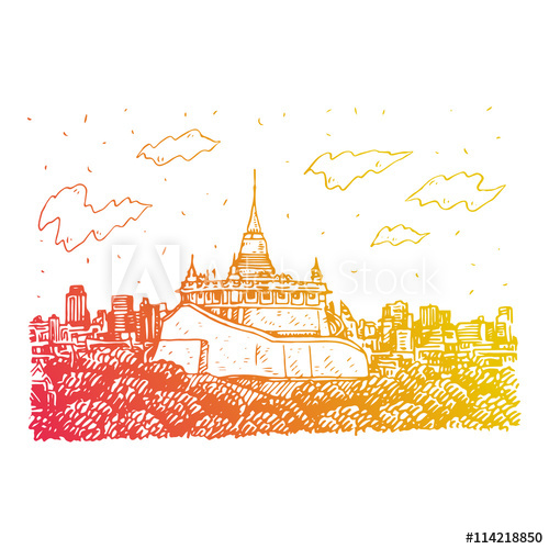 500x500 The Golden Mount - Thailand Sketch