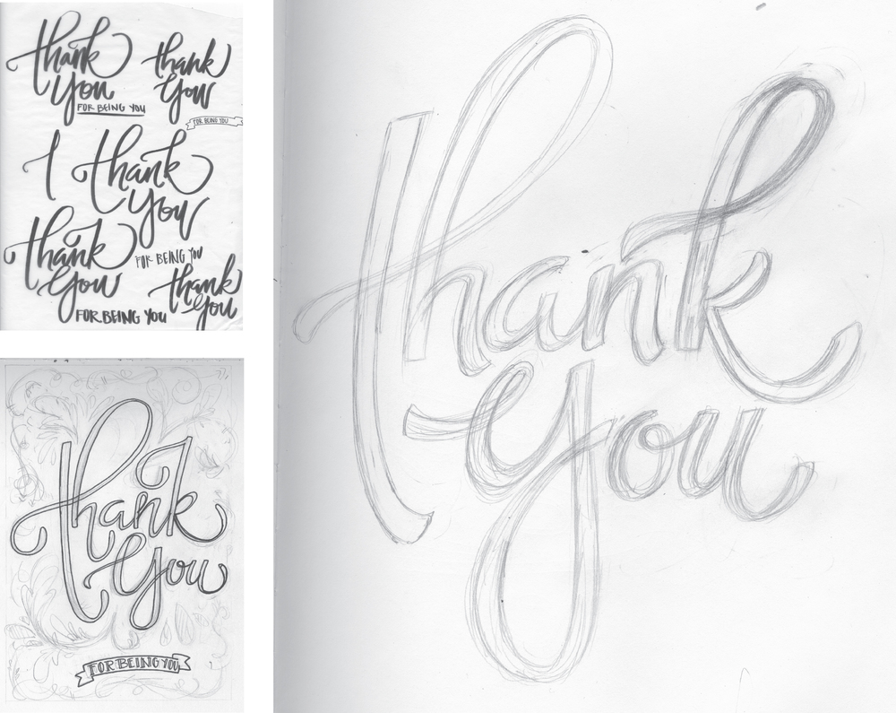 1000x795 Thank You Morgankrom Design Amp Lettering - Thank You Sketch