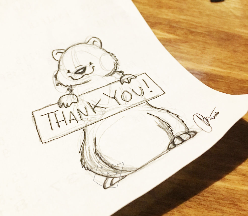 1000x874 Sketchesdoodles Audrey Miller Art - Thank You Sketch