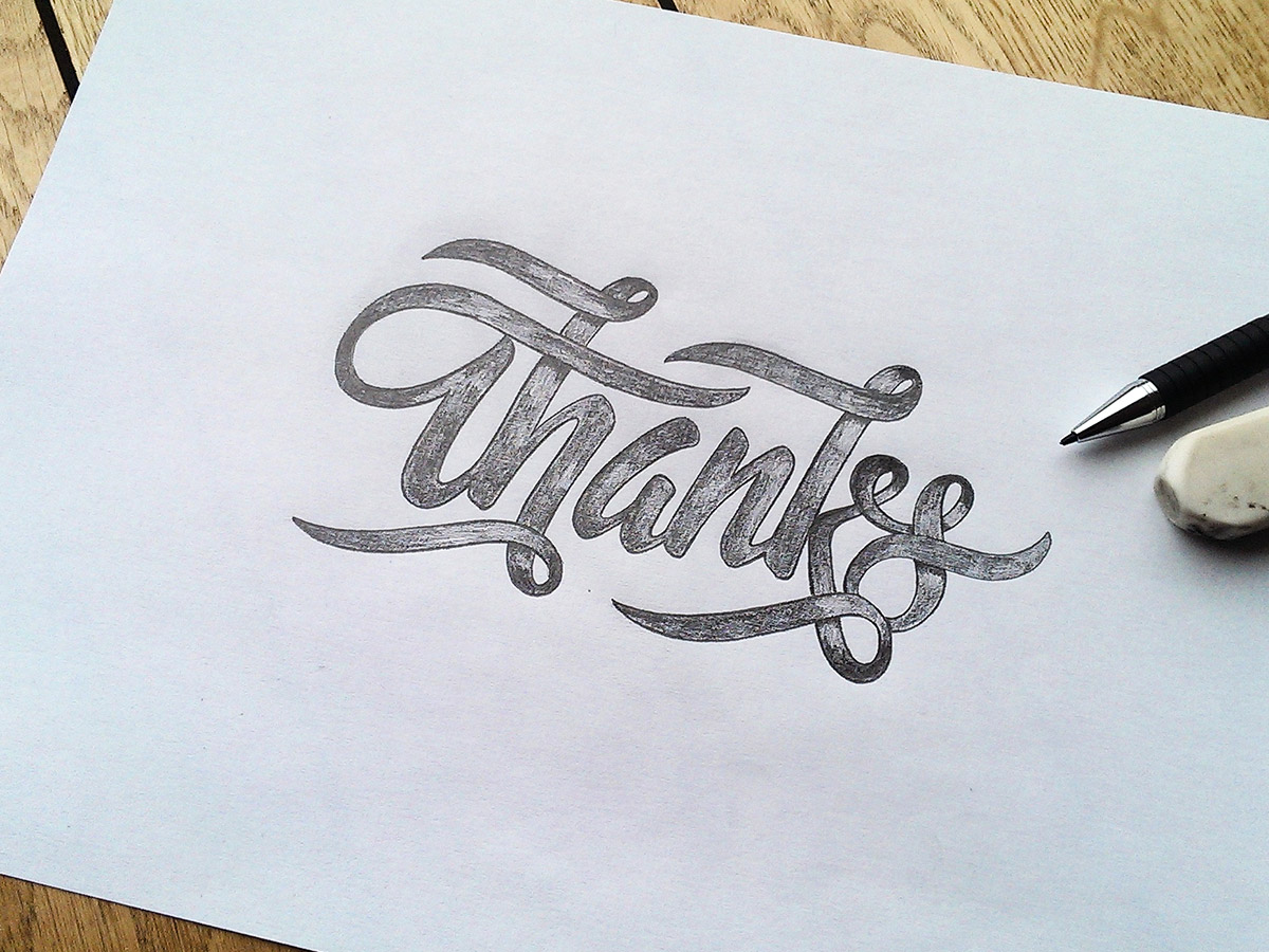 1200x900 Hand Lettering 3d Type - Thanks Sketch