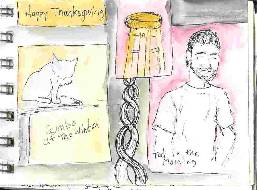 993x734 Thanksgiving Sketches Painted Cats - Thanksgiving Sketches