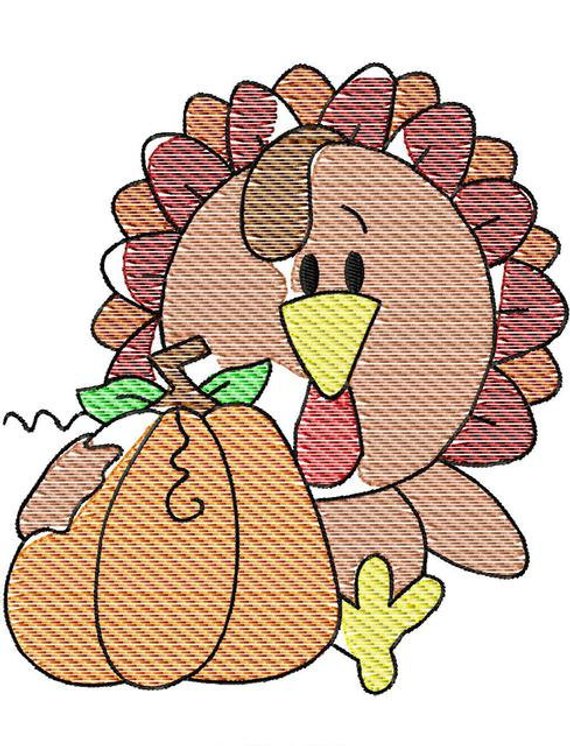 570x746 Turkey 92 Sketch Embroidery Design Thanksgiving Sketch Etsy - Thanksgiving Turkey Sketch