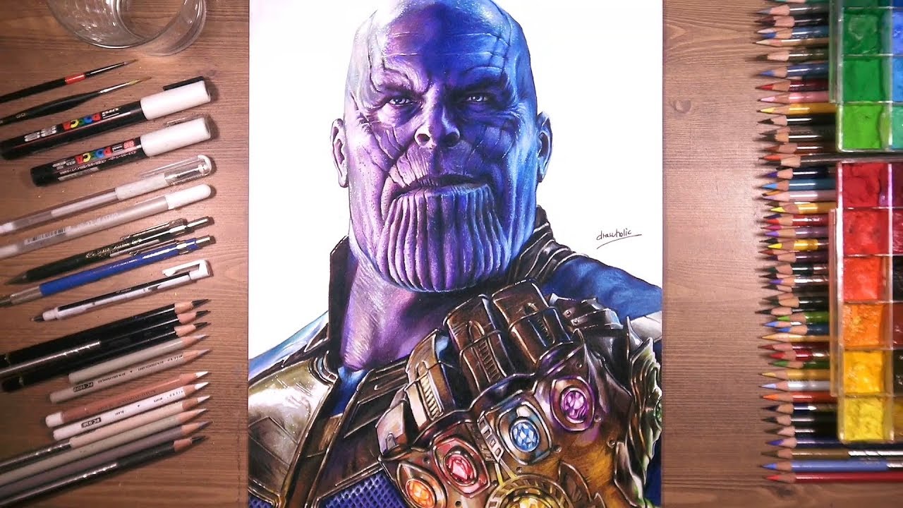 1280x720 Drawing Of Thanos With Infinity Gauntlet - Thanos Sketch
