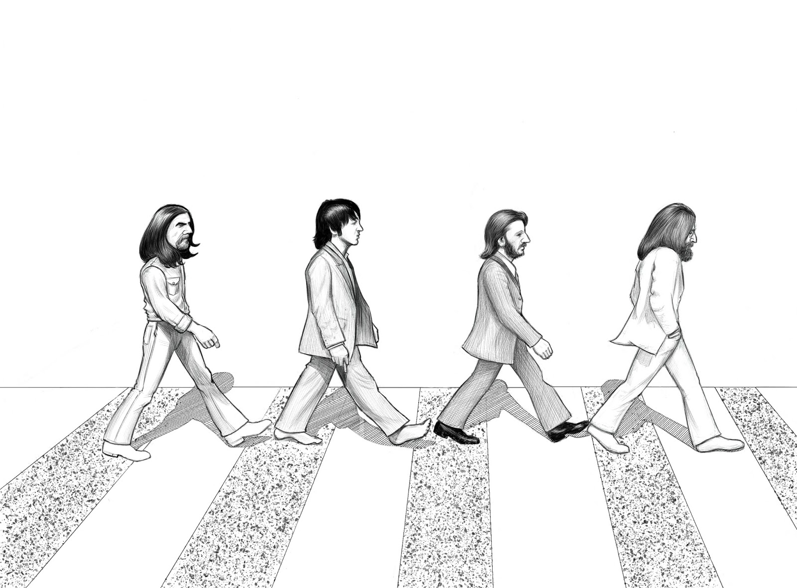 1600x1181 Linelingo The Beatles, Abbey Road - The Beatles Sketch